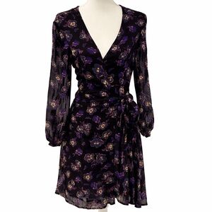Ganni Floral Print Georgette Wrap Dress Size 36 (US 4–6)